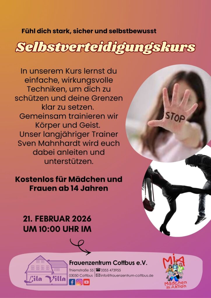 21.02. Selbstverteidigungskurs für Frauen